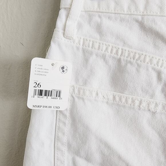 NEW Free People Tapered Baggy Boyfriend Distressed Straight leg Jeans White - Picture 8 of 12